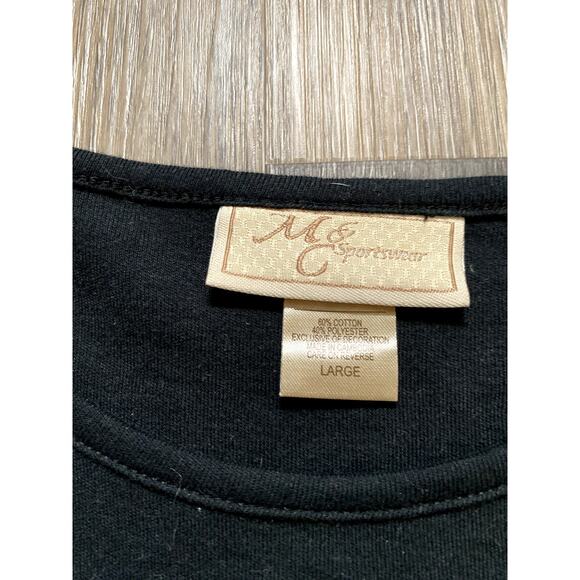 Y2K Bedazzled Wine Mom Top Slinky Holiday Clean Girl Large Black Embroidered Red - Picture 4 of 4